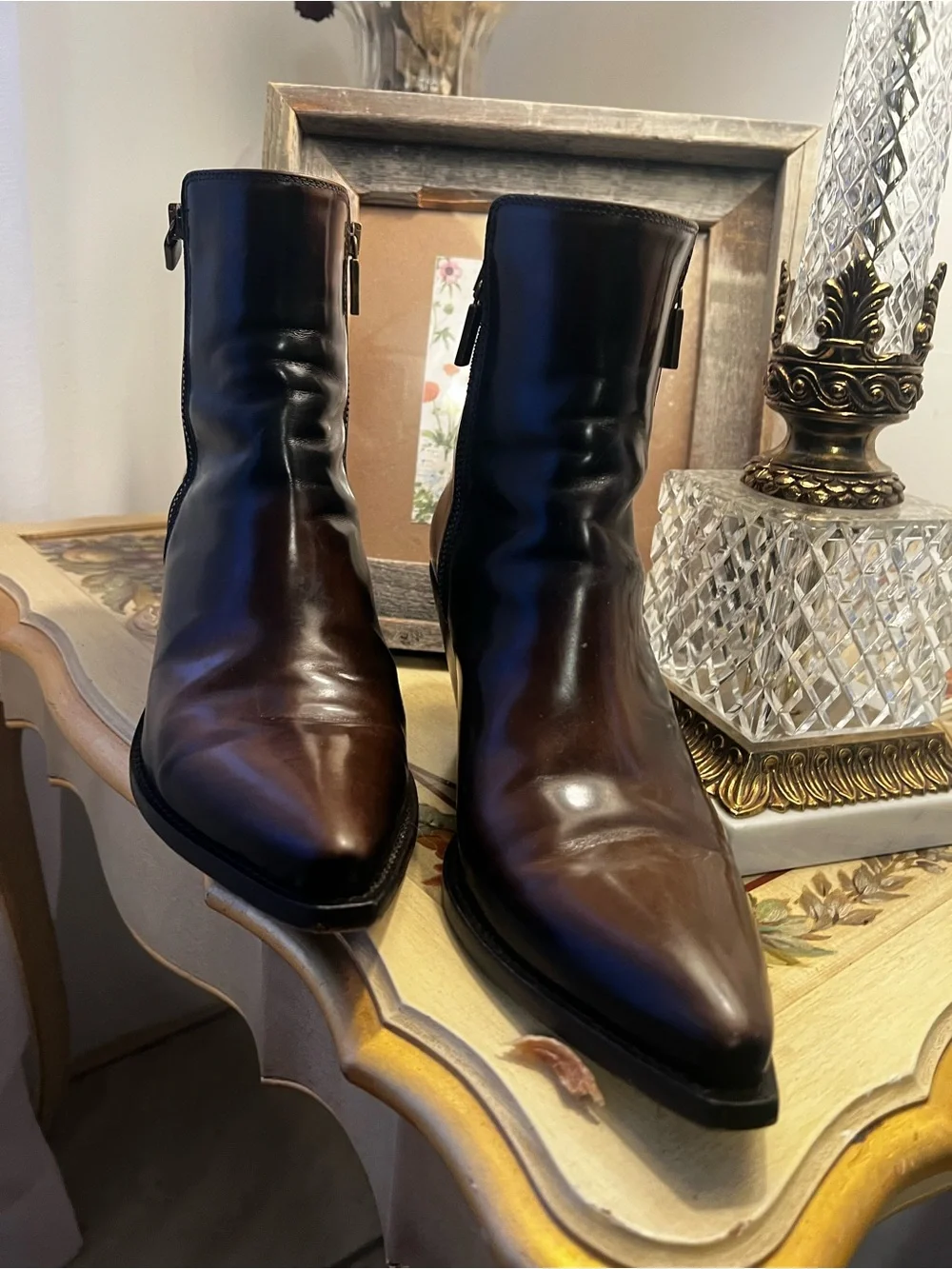 Men's Chukka Zip Ankle Boots - Dark Brown Leather